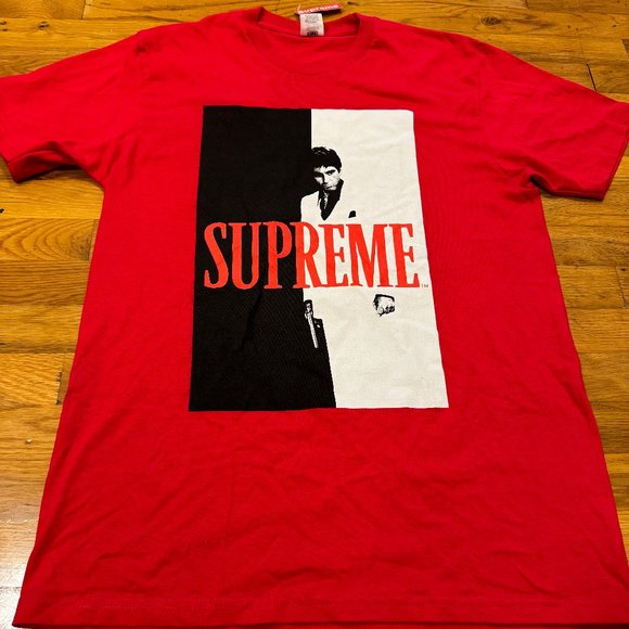 FW17 Supreme x Scarface Split red tee size L large T-shirt - Picture 1 of 4